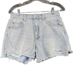No Boundaries Womens Juniors Cut Off Jean Shorts Blue Size 7 Distressed